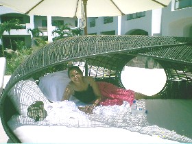 Cherry getting her tan on.