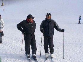 Old friends, Jimmy Thompson and Frank pause for reflection